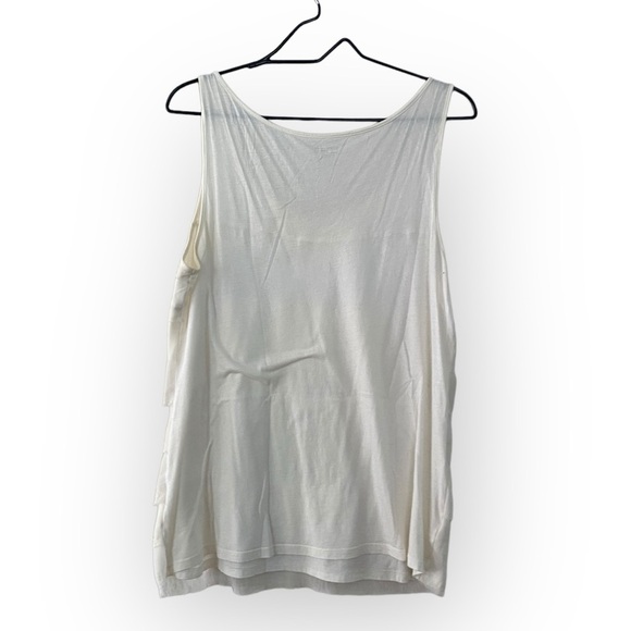 Loft Outlet Cream Tank Top Shell Women’s Size Large Sheer Tiered Overlay - Picture 2 of 8